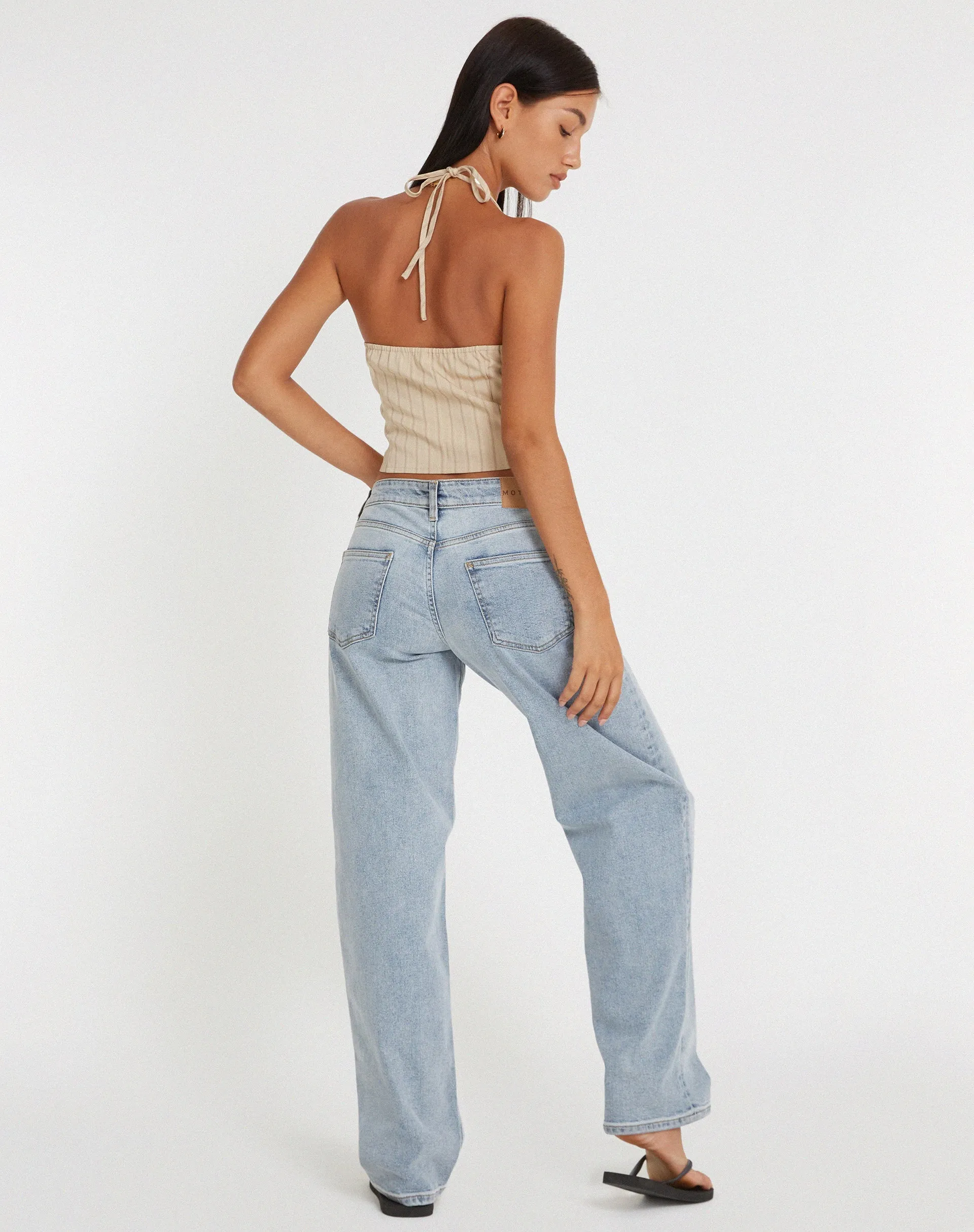 Hajra Halter Top in Cream Stripe sold by Motel Rocks product image thumbnail 4