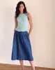 Birita Shirred Top in Pretty Petal Green sold by Motel Rocks