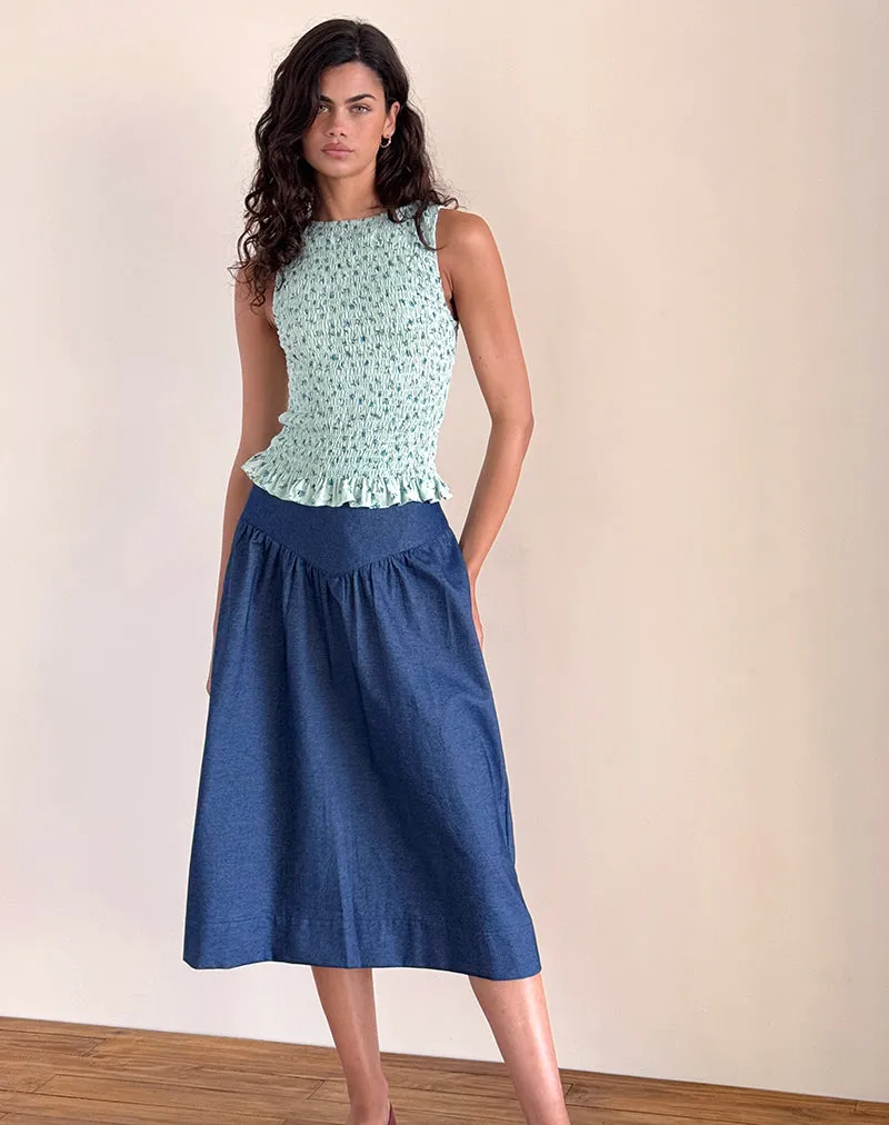 Birita Shirred Top in Pretty Petal Green sold by Motel Rocks product image thumbnail 3