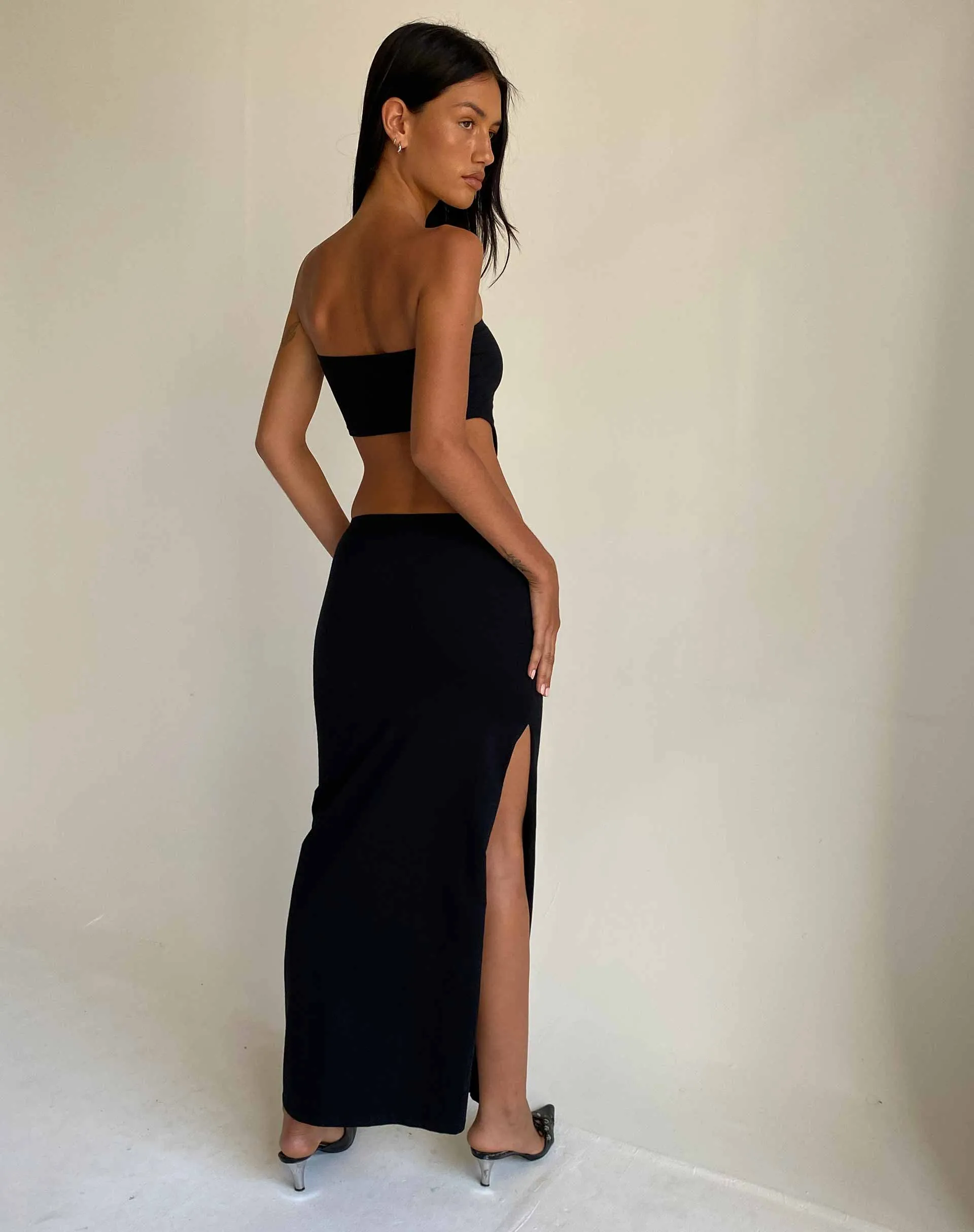 Stusie Split Hem Maxi Skirt in Black sold by Motel Rocks product image thumbnail 3