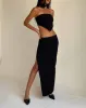 Stusie Split Hem Maxi Skirt in Black sold by Motel Rocks