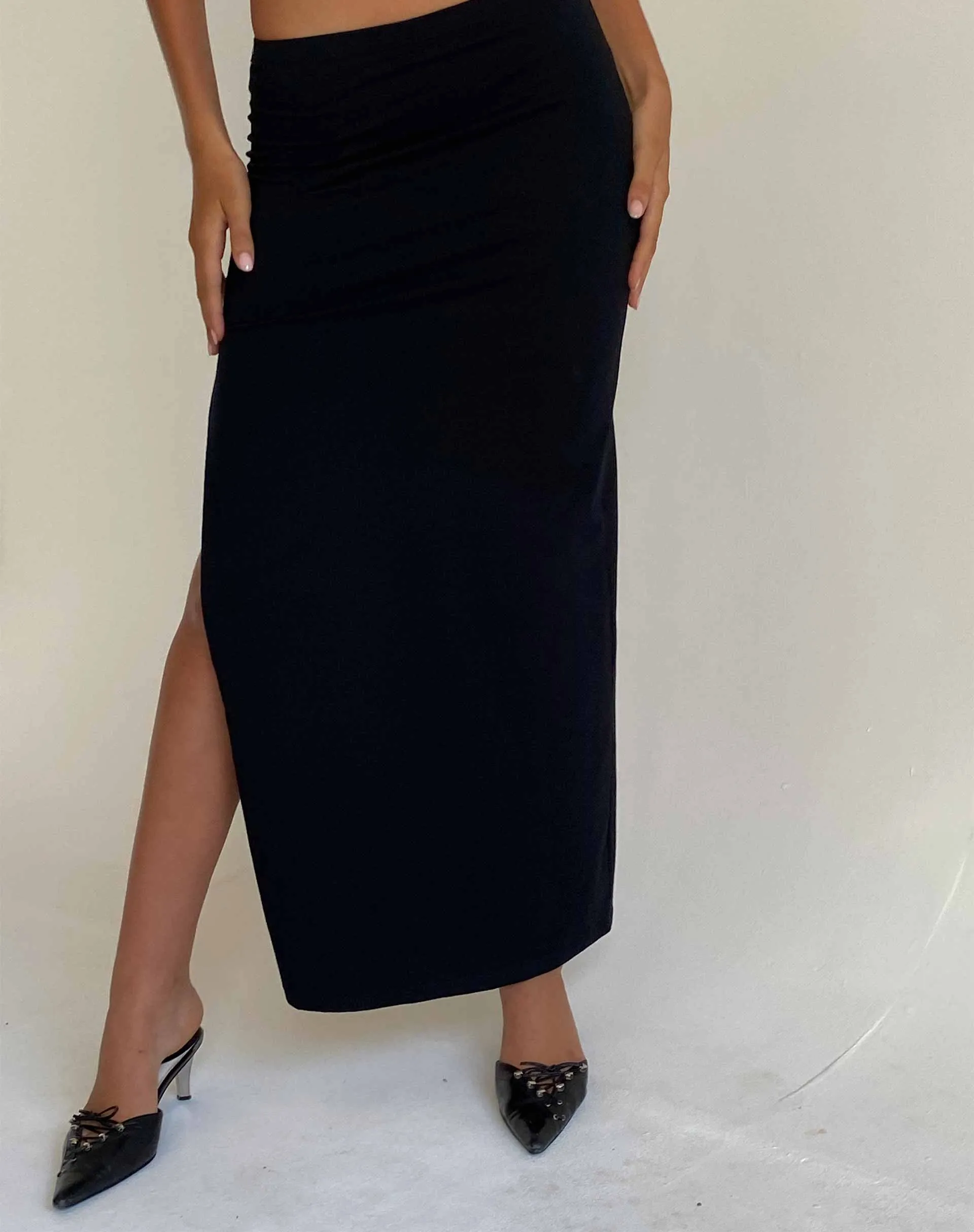 Stusie Split Hem Maxi Skirt in Black sold by Motel Rocks product image thumbnail 4