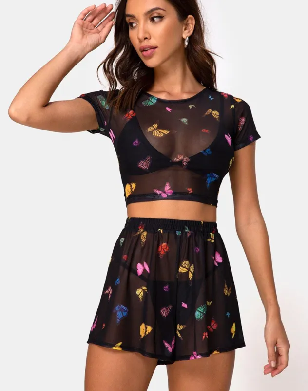 Boris Short in Mesh Black Butterfly sold by Motel Rocks