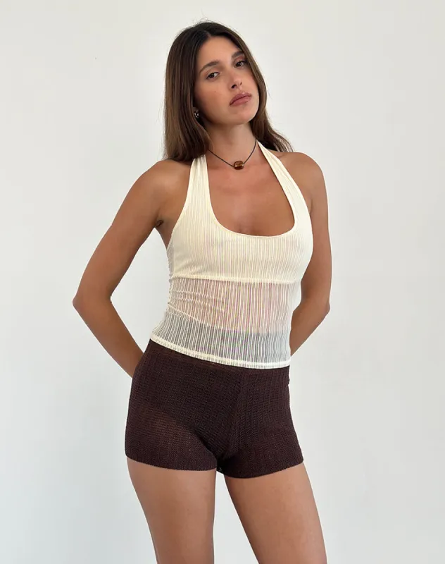Elagia Top in Sheer Texture Ivory sold by Motel Rocks