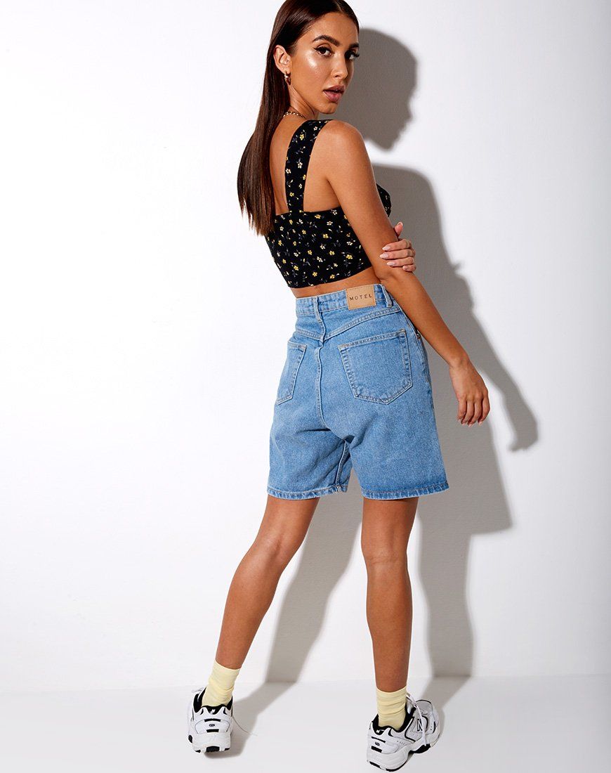 Gladis Vest Crop Top in Pretty Petal Black sold by Motel Rocks product image thumbnail 5