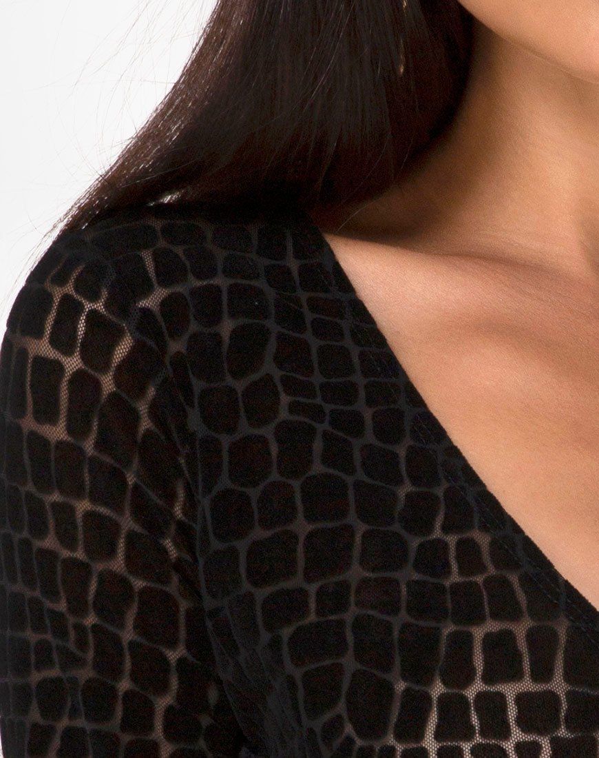 Kayak Wrap Top in Croc Flock Black sold by Motel Rocks product image thumbnail 5