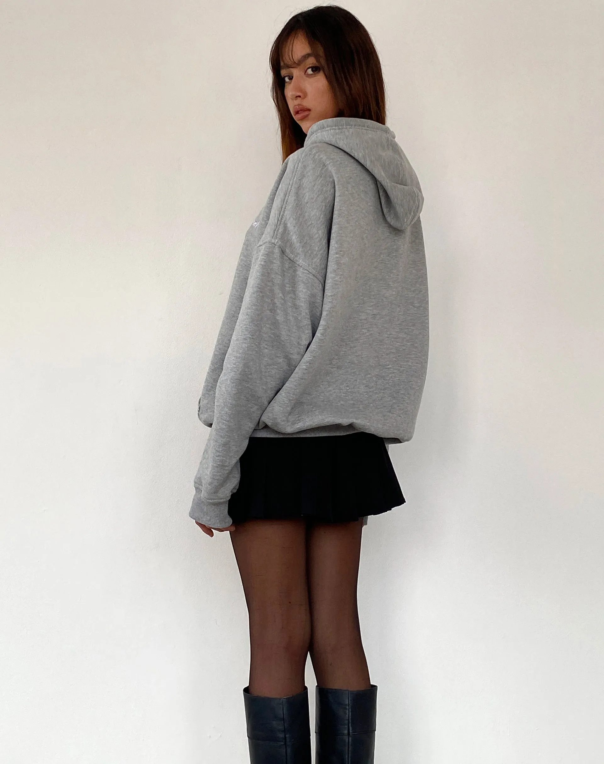 Oversize Hoodie in Grey Marl with Motel Scribble Embroidery sold by Motel Rocks product image thumbnail 5