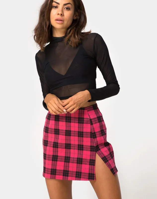Pelmet Skirt in Winter Plaid Red / Black sold by Motel Rocks