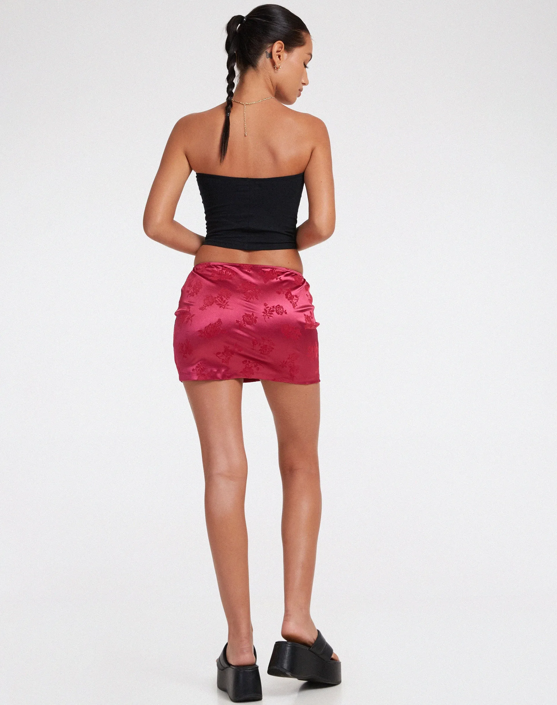 Guida Mini Skirt in Rose Flock Magenta sold by Motel Rocks product image thumbnail 4