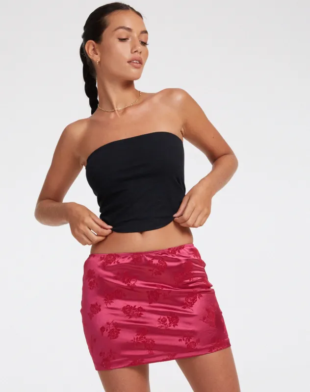 Guida Mini Skirt in Rose Flock Magenta sold by Motel Rocks