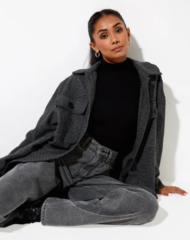 Marcel Shirt in Houndstooth Black sold by Motel Rocks