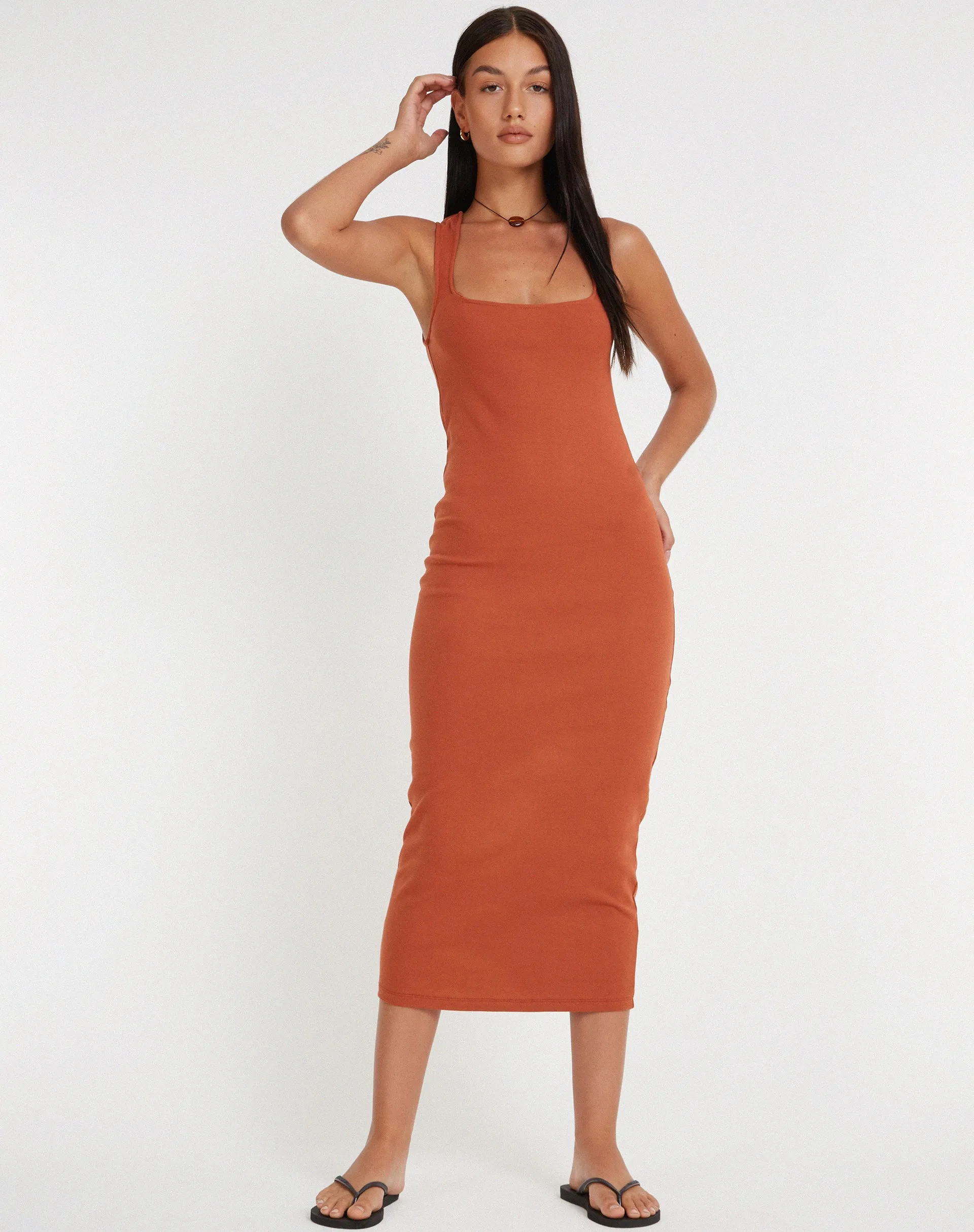Uzma Midi Dress in Spice sold by Motel Rocks product image thumbnail 3