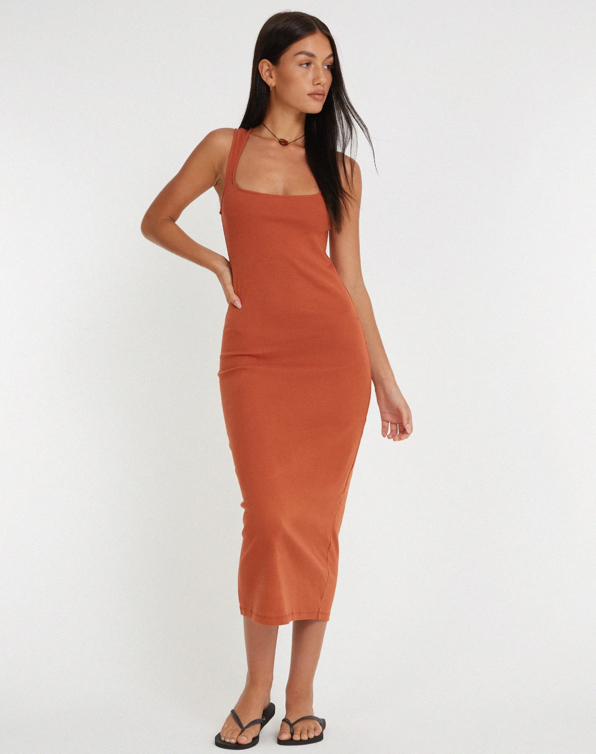 Uzma Midi Dress in Spice sold by Motel Rocks