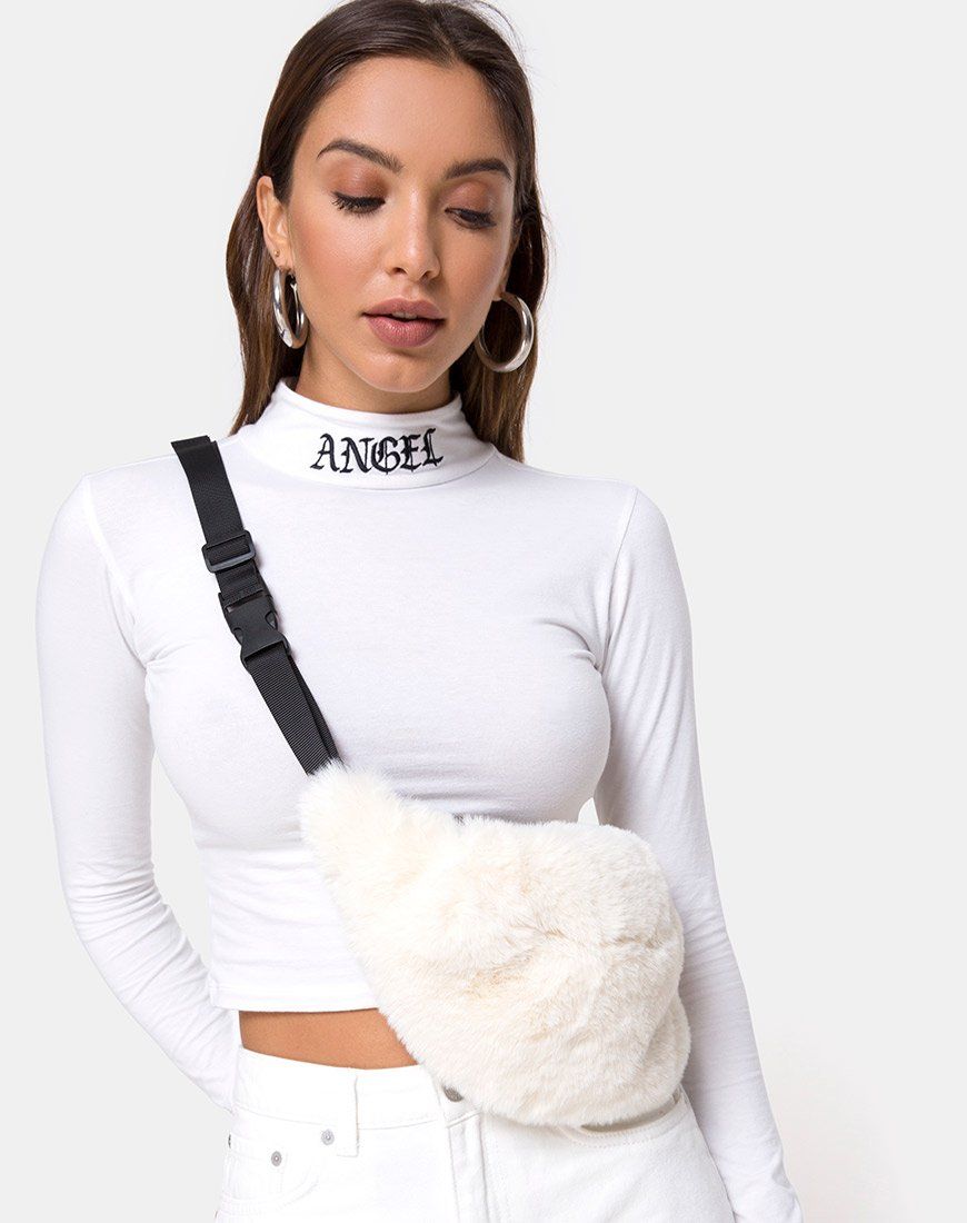 Lara Crop in White with Angel Embro sold by Motel Rocks product image thumbnail 3