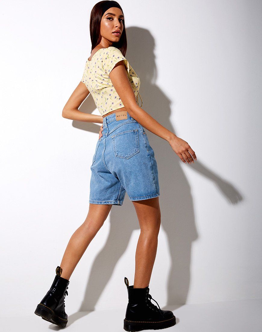 Raeto Crop Top in Wild Flower Lemon Drop sold by Motel Rocks product image thumbnail 4