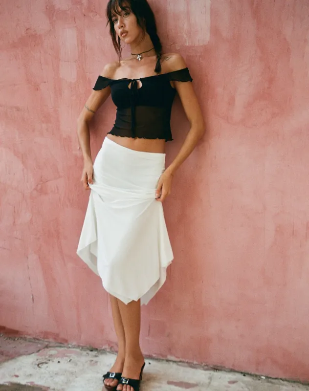 Cinta Low Rise Midi Skirt in Ivory sold by Motel Rocks