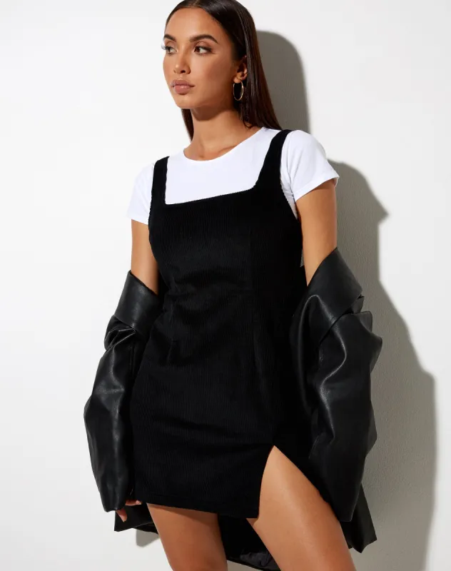 Kaja Mini Dress in Cord Black sold by Motel Rocks