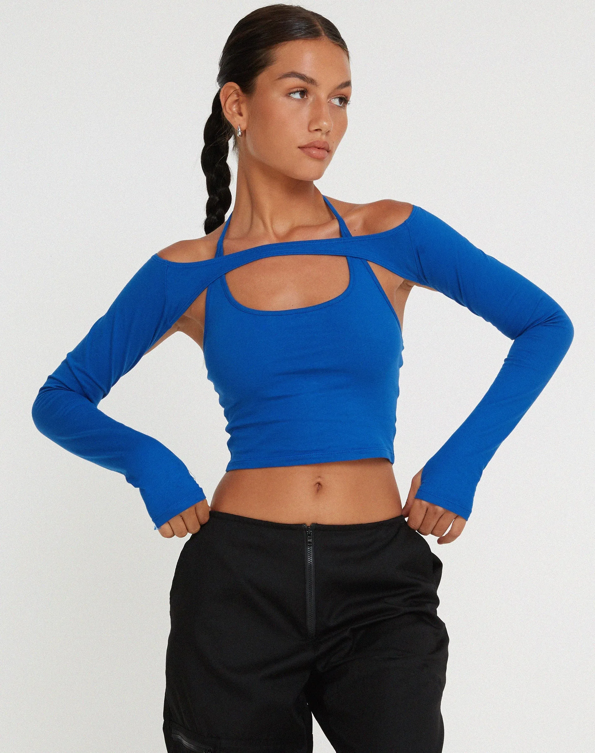 Brandy Crop Top in Cobalt sold by Motel Rocks