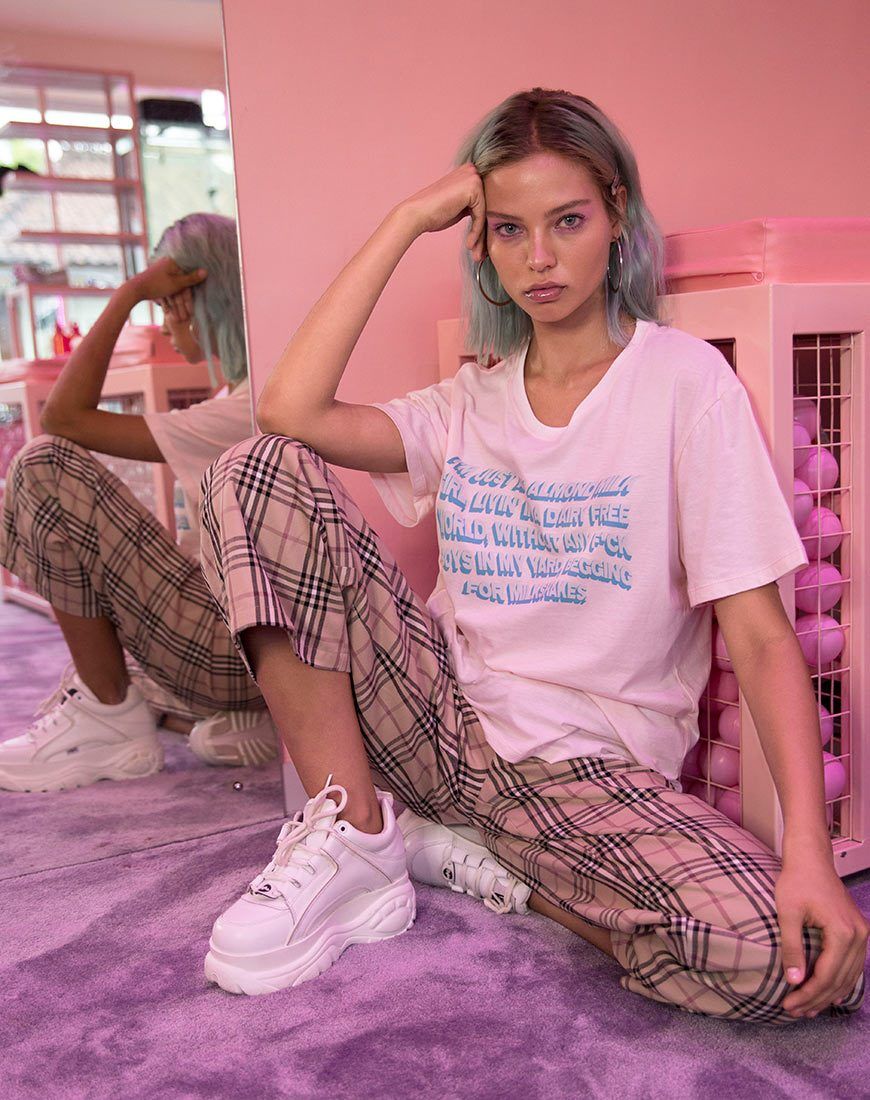 Oversize Basic Tee in Soft Pink with Almond Milk Girl Text X Top Girl sold by Motel Rocks product image thumbnail 2