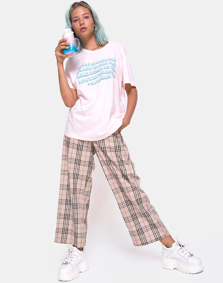 Oversize Basic Tee in Soft Pink with Almond Milk Girl Text X Top Girl sold by Motel Rocks product image thumbnail 5