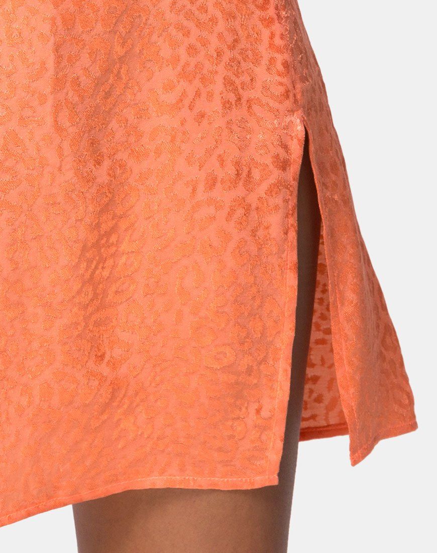 Datista Slip Dress in Satin Cheetah Coral sold by Motel Rocks product image thumbnail 5
