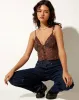Yena Crop Top in Flower Garden Brown sold by Motel Rocks