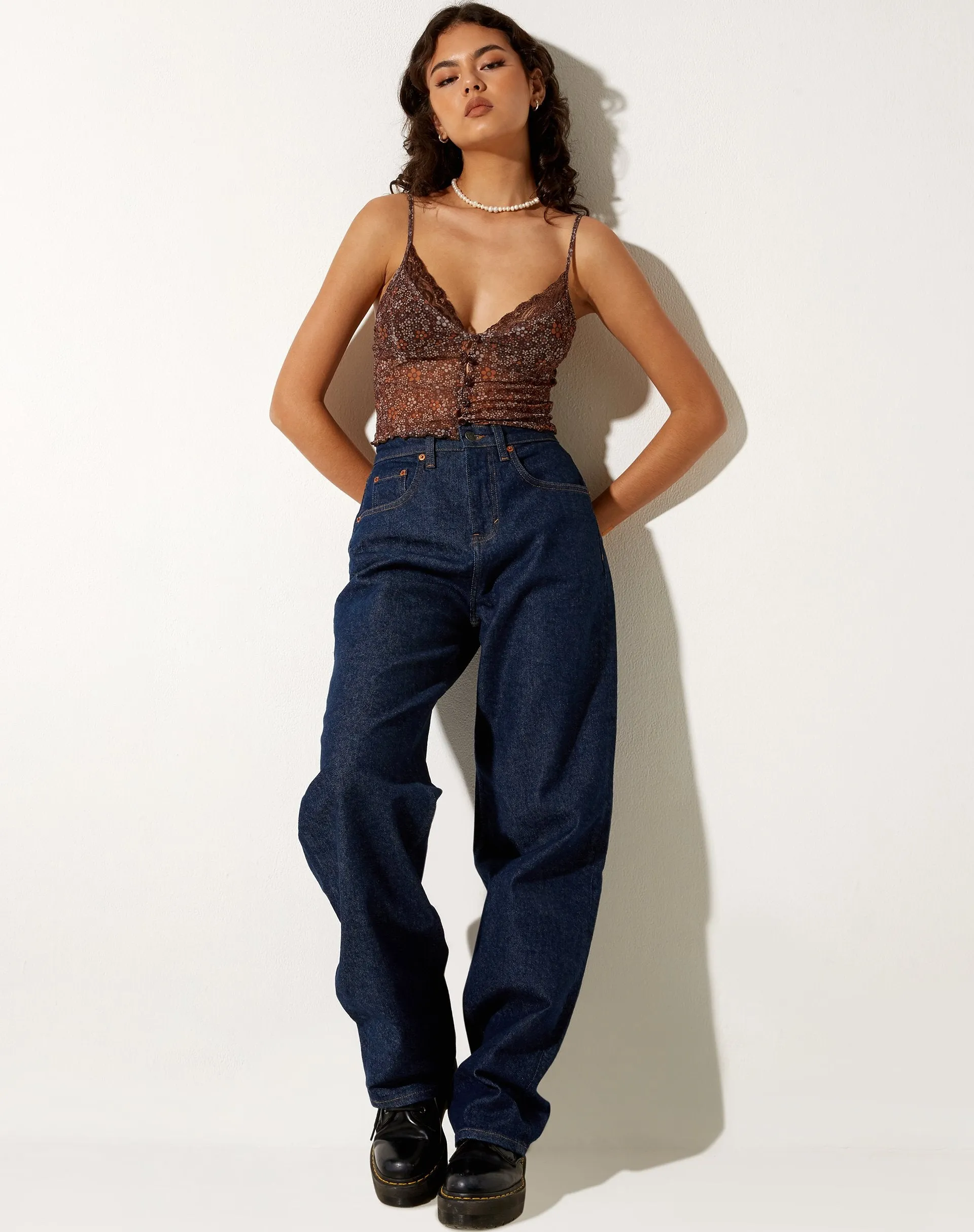 Yena Crop Top in Flower Garden Brown sold by Motel Rocks product image thumbnail 3