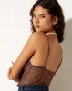 Yena Crop Top in Flower Garden Brown sold by Motel Rocks