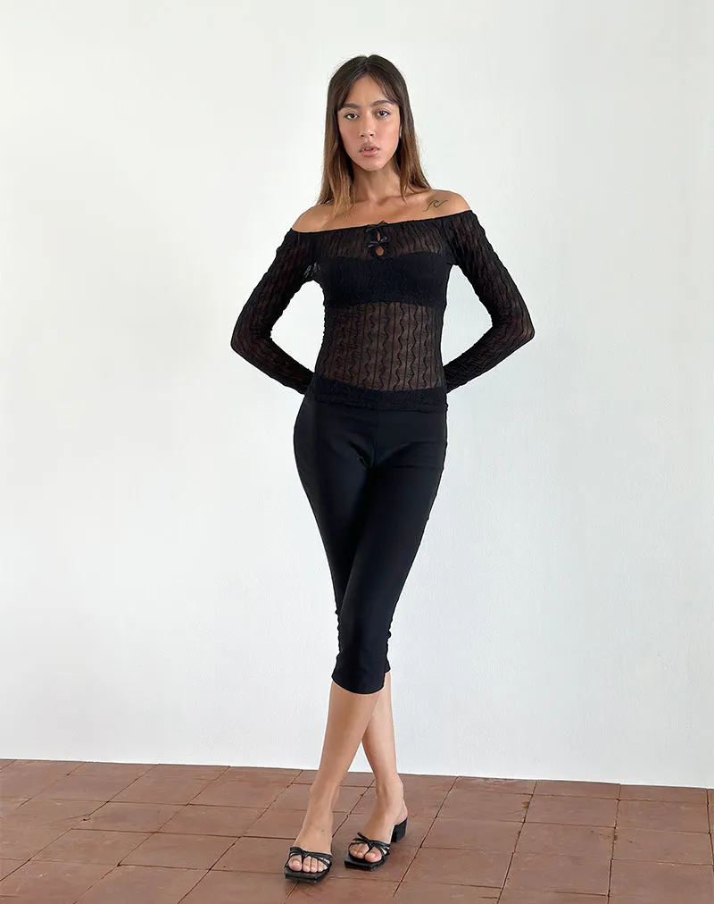 Kazi Bardot Top in Crinkle Black sold by Motel Rocks product image thumbnail 2