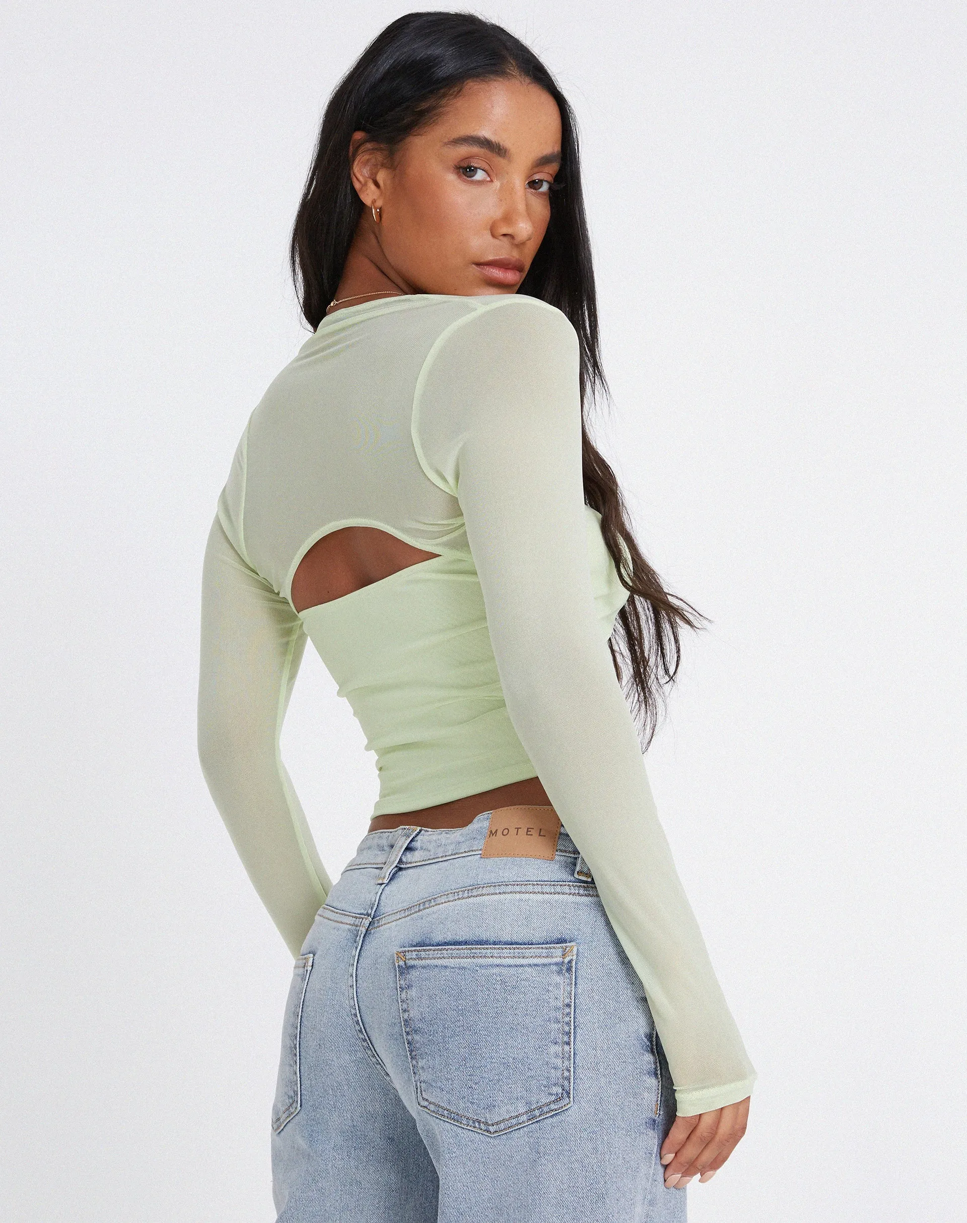Kouna Bandeau Crop Top and Shrug Set in Shadow Lime sold by Motel Rocks product image thumbnail 2