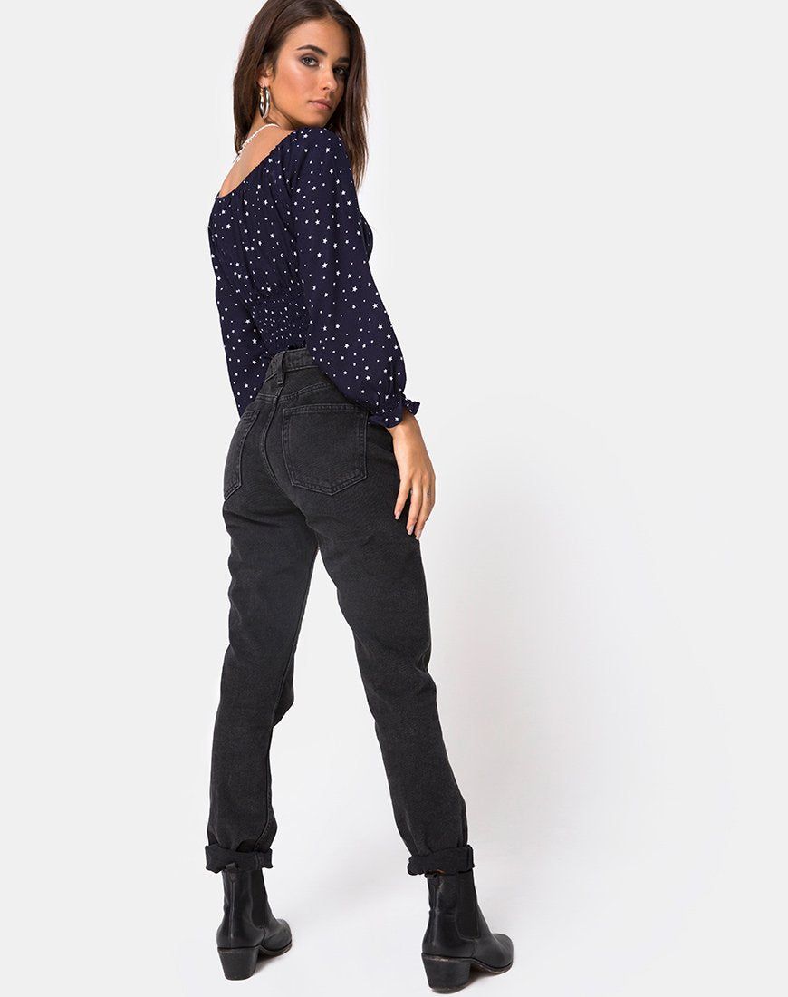 Lancer Crop Top in Stars Struck Navy sold by Motel Rocks product image thumbnail 4