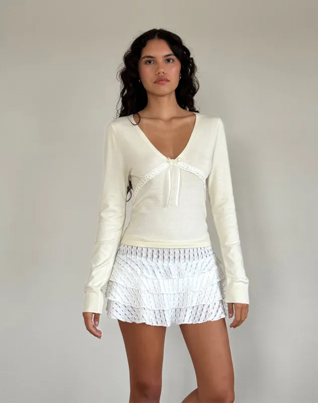 Tirzah Brushed Knit Top in Cream sold by Motel Rocks