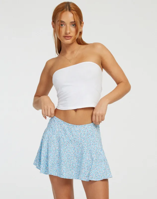 Rara Mini Skirt in Ditsy Rose Blue sold by Motel Rocks