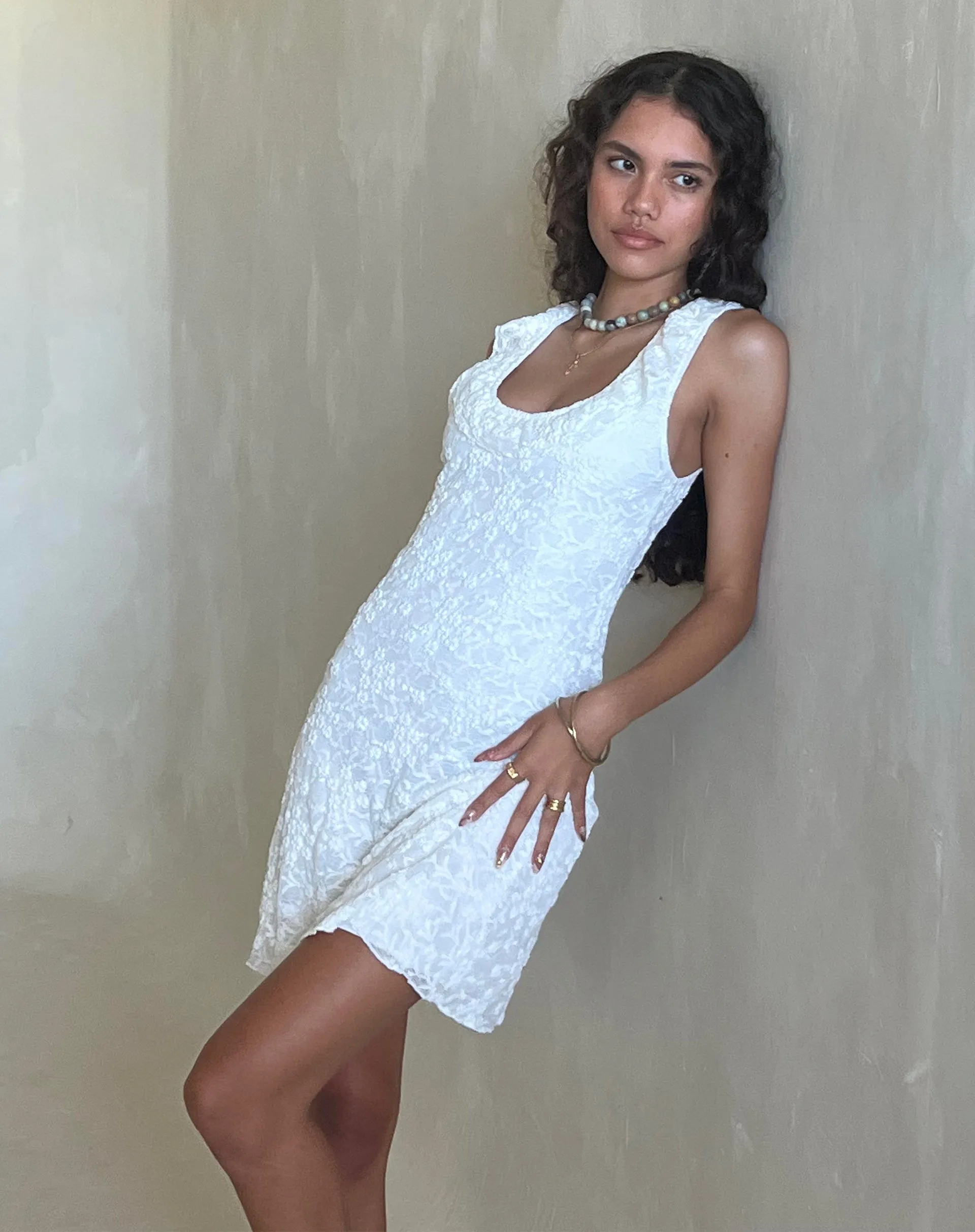 Eltami Mini Dress in Lace Ivory sold by Motel Rocks product image thumbnail 2