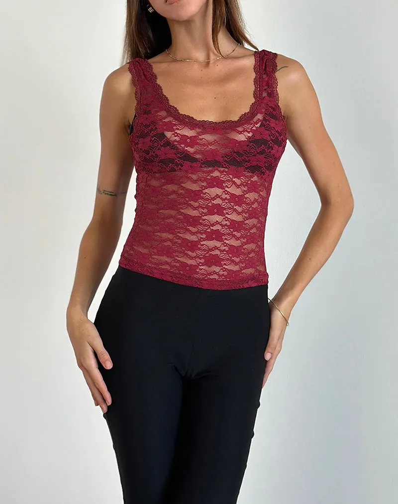 Tahoa Top in Orchid Lace Burgundy sold by Motel Rocks product image thumbnail 5