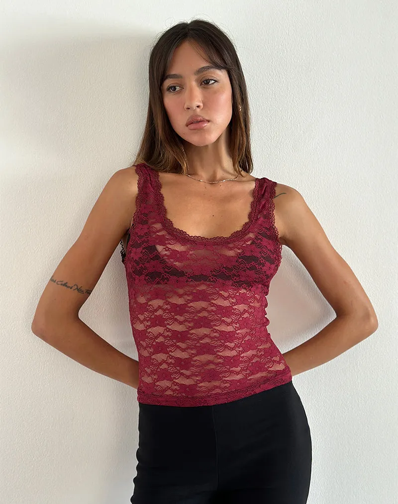 Tahoa Top in Orchid Lace Burgundy sold by Motel Rocks product image thumbnail 4