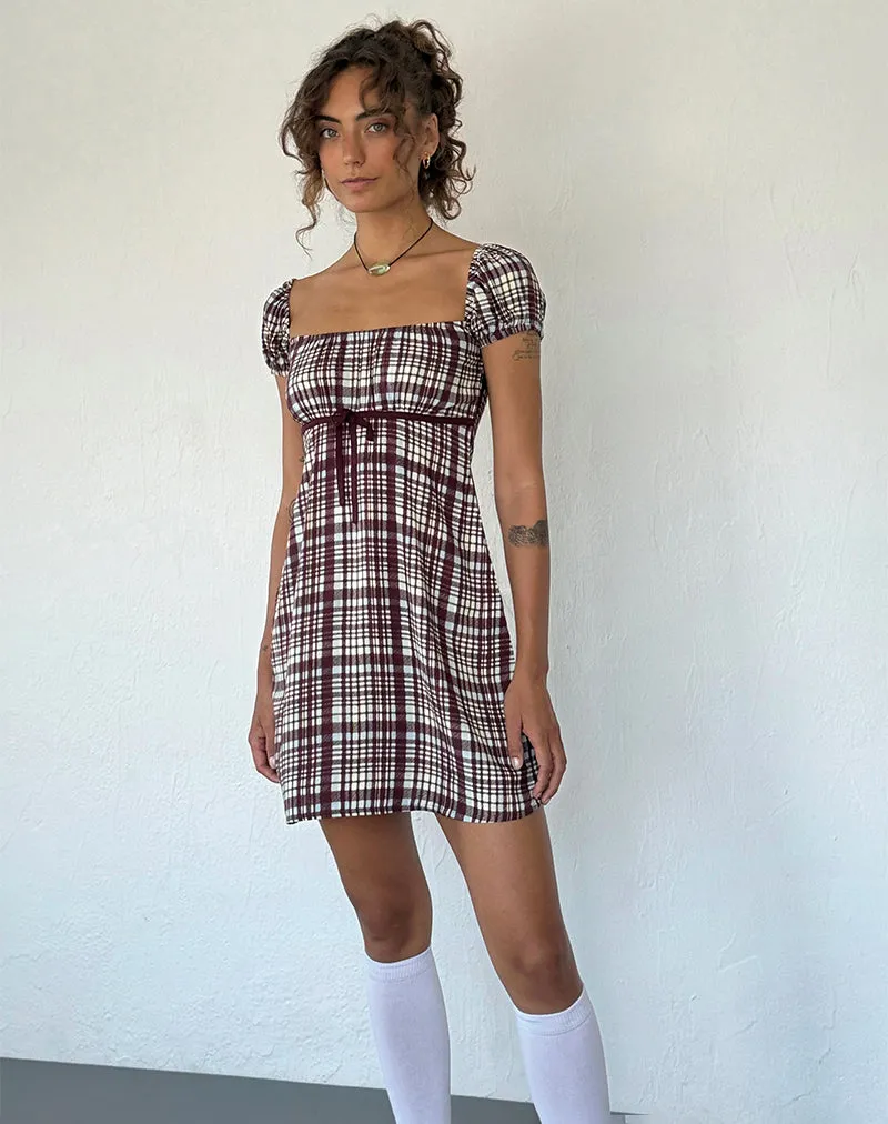 Savio Mini Dress in Multi Check Brown sold by Motel Rocks