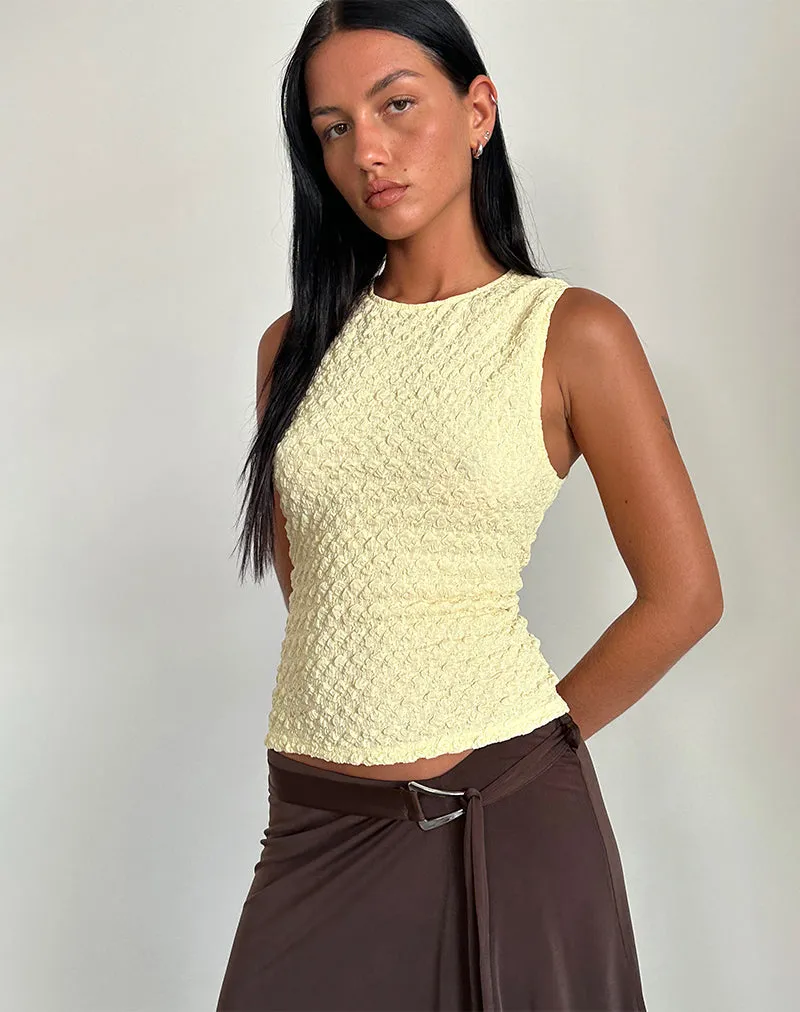 Mohala Top in Bubble Knit Soft Yellow sold by Motel Rocks
