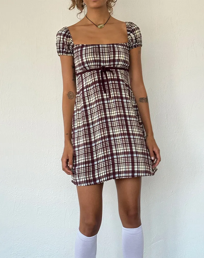 Savio Mini Dress in Multi Check Brown sold by Motel Rocks product image thumbnail 2