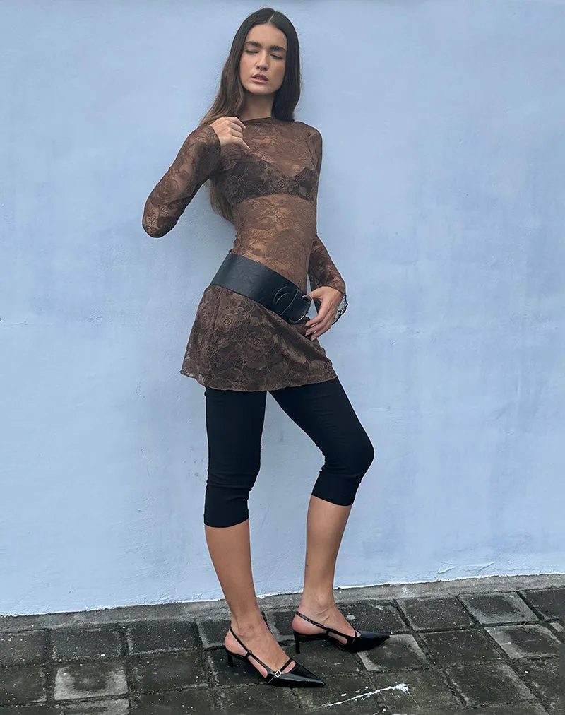 Sevila Long Sleeve Mini Dress in Dark Brown sold by Motel Rocks product image thumbnail 4