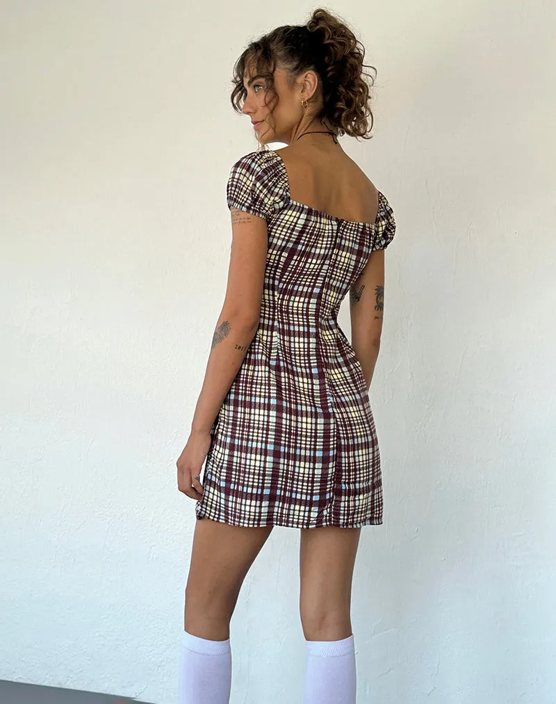 Savio Mini Dress in Multi Check Brown sold by Motel Rocks product image thumbnail 3