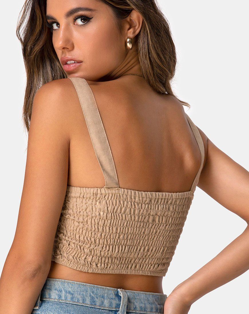 Viben Crop Top in Taupe sold by Motel Rocks product image thumbnail 2