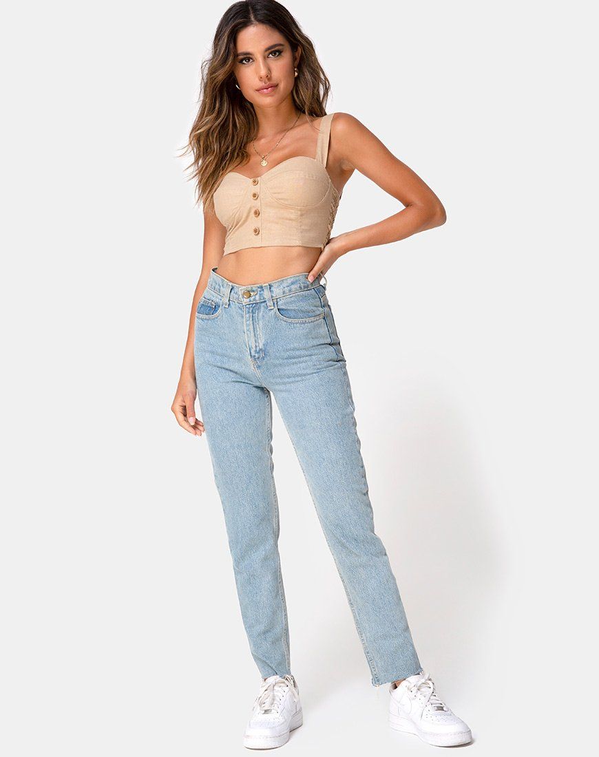 Viben Crop Top in Taupe sold by Motel Rocks product image thumbnail 3