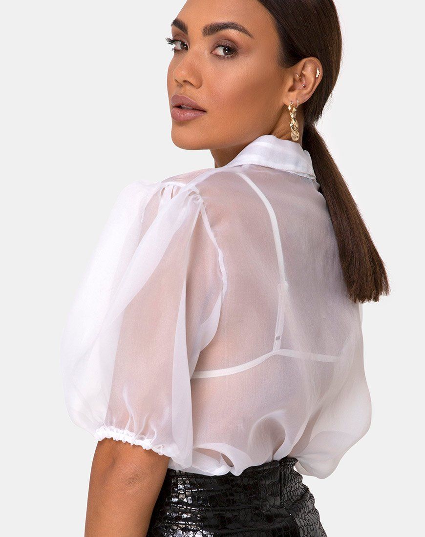 Maloney Blouse in Organza White sold by Motel Rocks product image thumbnail 2