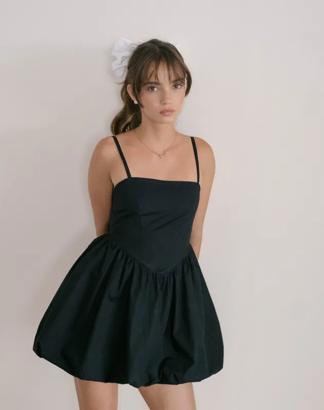 Micala Puffball Mini Dress in Black sold by Motel Rocks