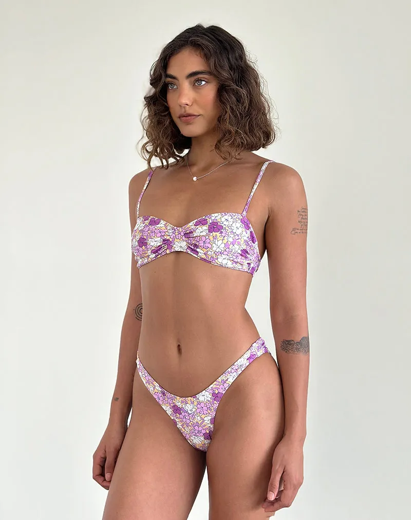 Farida Bikini Bottoms in Bright Floral Orange and Purple sold by Motel Rocks product image thumbnail 4