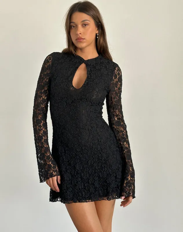 chinese dress ladies Ivory Lace Long Sleeve Mini Dress main image 1