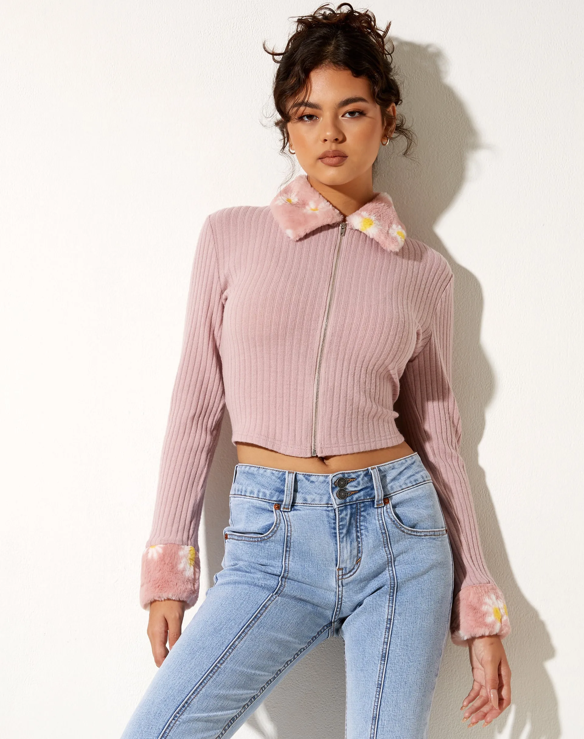 Larita Cardi in Knit Dusky Pink sold by Motel Rocks product image thumbnail 2