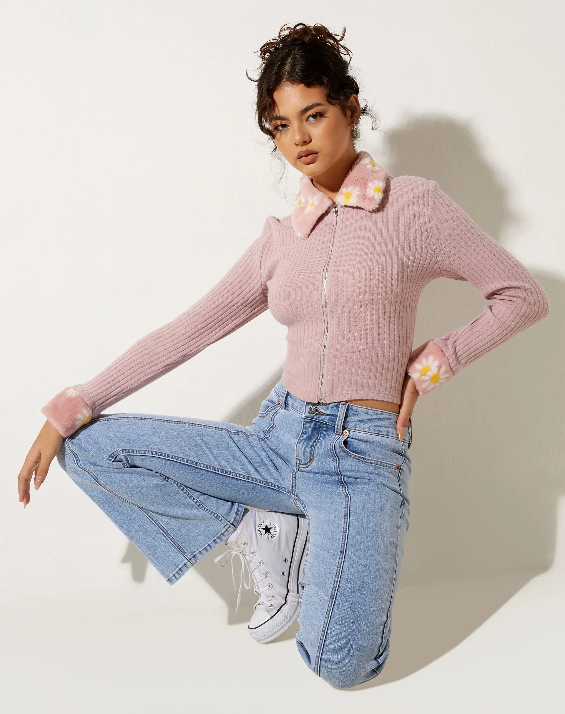 Larita Cardi in Knit Dusky Pink sold by Motel Rocks product image thumbnail 3