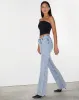 Frayed Low Rise Jeans in Light Wash Blue sold by Motel Rocks